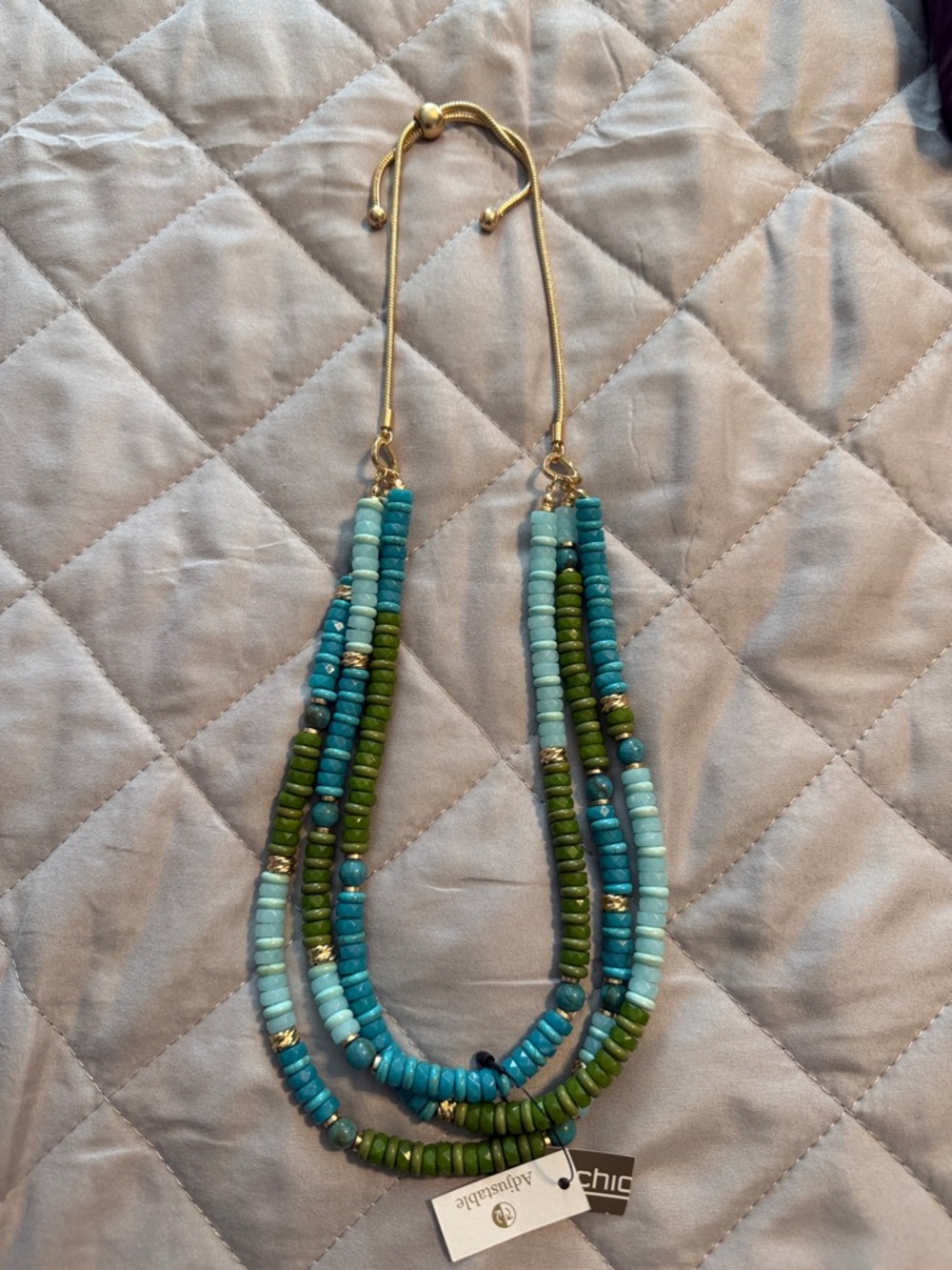 Chico's Blue and Green Multi-Strand Beaded Necklace